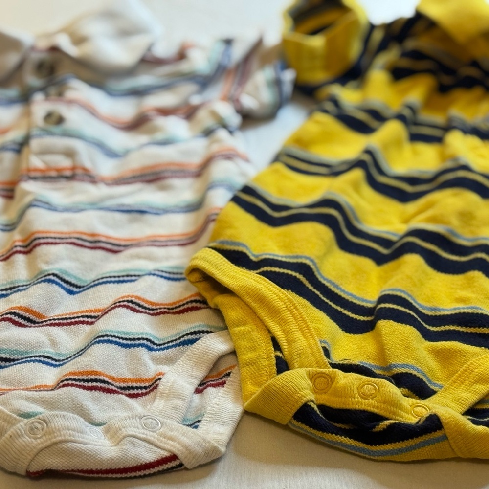Wonderkids Vibrant Striped Onesies, (Size 12 Months), 2 Baby Outfits - Picture 1 of 11